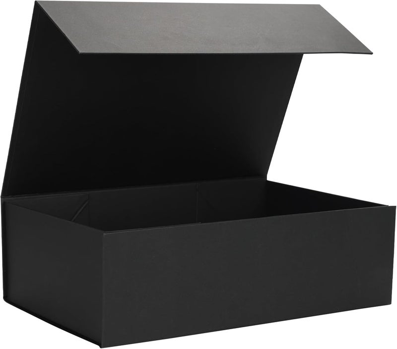 Ditwis 13.8x9x4.3 Inches Gift Box with Magnetic Closure Lid, Black Magnetic Box for Wedding, Groomsmen Bridesmaid Proposal, Birthdays, Mother's Day, 1 Pack - Image 1